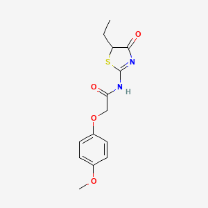 molecular formula C14H16N2O4S B3953478 N-(5-ethyl-4-oxo-4,5-dihydro-1,3-thiazol-2-yl)-2-(4-methoxyphenoxy)acetamide 