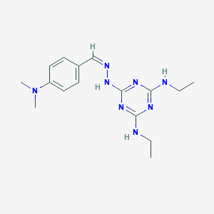 molecular formula C16H24N8 B395348 6-[N'-(4-Dimethylamino-benzylidene)-hydrazino]-N,N'-diethyl-[1,3,5]triazine-2,4-diamine 