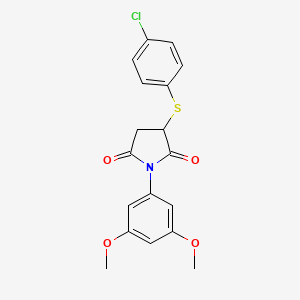 molecular formula C18H16ClNO4S B3953493 3-[(4-chlorophenyl)thio]-1-(3,5-dimethoxyphenyl)-2,5-pyrrolidinedione 