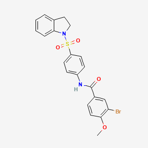 molecular formula C22H19BrN2O4S B3953510 3-bromo-N-[4-(2,3-dihydro-1H-indol-1-ylsulfonyl)phenyl]-4-methoxybenzamide 