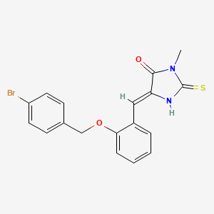 molecular formula C18H15BrN2O2S B3953517 5-{2-[(4-bromobenzyl)oxy]benzylidene}-3-methyl-2-thioxo-4-imidazolidinone 