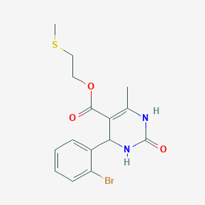 molecular formula C15H17BrN2O3S B395352 2-(Methylsulfanyl)ethyl 4-(2-bromophenyl)-6-methyl-2-oxo-1,2,3,4-tetrahydro-5-pyrimidinecarboxylate 