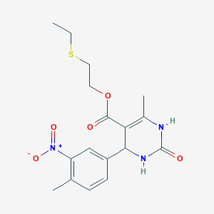 molecular formula C17H21N3O5S B395353 6-Methyl-4-(4-methyl-3-nitro-phenyl)-2-oxo-1,2,3,4-tetrahydro-pyrimidine-5-carboxylic acid 2-ethylsulfanyl-ethyl ester 