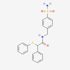 molecular formula C21H20N2O3S2 B3953531 N-[4-(aminosulfonyl)benzyl]-2-phenyl-2-(phenylthio)acetamide 