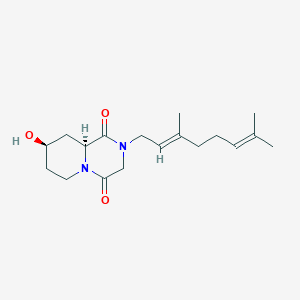 (8R*,9aS*)-2-[(2E)-3,7-dimethylocta-2,6-dien-1-yl]-8-hydroxytetrahydro-2H-pyrido[1,2-a]pyrazine-1,4(3H,6H)-dione