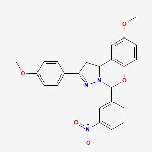 molecular formula C24H21N3O5 B3953588 9-methoxy-2-(4-methoxyphenyl)-5-(3-nitrophenyl)-1,10b-dihydropyrazolo[1,5-c][1,3]benzoxazine 