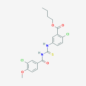 Butyl 2-chloro-5-({[(3-chloro-4-methoxybenzoyl)amino]carbothioyl}amino)benzoate