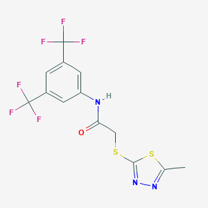 molecular formula C13H9F6N3OS2 B395361 N-[3,5-bis(trifluoromethyl)phenyl]-2-[(5-methyl-1,3,4-thiadiazol-2-yl)sulfanyl]acetamide CAS No. 432528-84-2