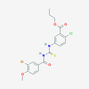 molecular formula C19H18BrClN2O4S B395363 Propyl 5-({[(3-bromo-4-methoxybenzoyl)amino]carbothioyl}amino)-2-chlorobenzoate 