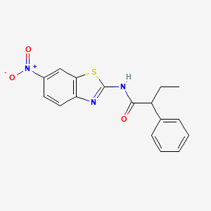 molecular formula C17H15N3O3S B3953641 N-(6-nitro-1,3-benzothiazol-2-yl)-2-phenylbutanamide 