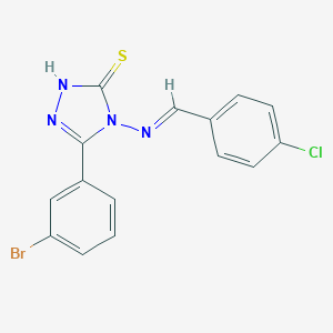 molecular formula C15H10BrClN4S B395366 5-(3-bromophenyl)-4-[(4-chlorobenzylidene)amino]-4H-1,2,4-triazol-3-yl hydrosulfide 