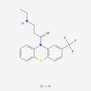 molecular formula C18H18ClF3N2OS B3953682 N-ethyl-3-oxo-3-[2-(trifluoromethyl)-10H-phenothiazin-10-yl]-1-propanamine hydrochloride 