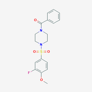 molecular formula C18H19FN2O4S B395369 [4-(3-Fluoro-4-methoxy-benzenesulfonyl)-piperazin-1-yl]-phenyl-methanone 