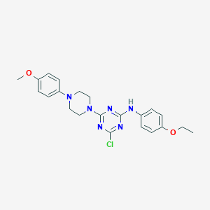 molecular formula C22H25ClN6O2 B395373 4-chloro-N-(4-ethoxyphenyl)-6-[4-(4-methoxyphenyl)piperazin-1-yl]-1,3,5-triazin-2-amine 