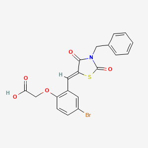 molecular formula C19H14BrNO5S B3953744 {2-[(3-benzyl-2,4-dioxo-1,3-thiazolidin-5-ylidene)methyl]-4-bromophenoxy}acetic acid 