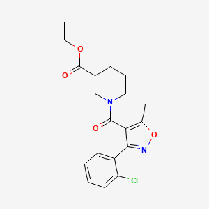 molecular formula C19H21ClN2O4 B3953746 ethyl 1-{[3-(2-chlorophenyl)-5-methyl-4-isoxazolyl]carbonyl}-3-piperidinecarboxylate 