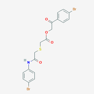 molecular formula C18H15Br2NO4S B395375 2-(4-Bromophenyl)-2-oxoethyl {[2-(4-bromoanilino)-2-oxoethyl]sulfanyl}acetate CAS No. 5771-56-2