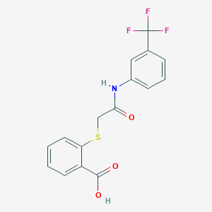 molecular formula C16H12F3NO3S B395376 2-({2-Oxo-2-[3-(trifluoromethyl)anilino]ethyl}sulfanyl)benzoic acid 