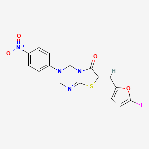 molecular formula C16H11IN4O4S B3953775 7-[(5-iodo-2-furyl)methylene]-3-(4-nitrophenyl)-3,4-dihydro-2H-[1,3]thiazolo[3,2-a][1,3,5]triazin-6(7H)-one CAS No. 6601-87-2