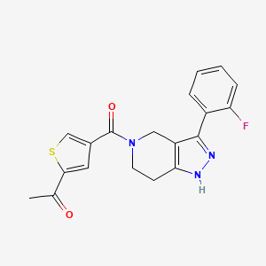 molecular formula C19H16FN3O2S B3953847 1-(4-{[3-(2-fluorophenyl)-1,4,6,7-tetrahydro-5H-pyrazolo[4,3-c]pyridin-5-yl]carbonyl}-2-thienyl)ethanone 