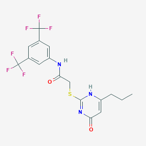 N-[3,5-bis(trifluoromethyl)phenyl]-2-[(4-hydroxy-6-propyl-2-pyrimidinyl)sulfanyl]acetamide