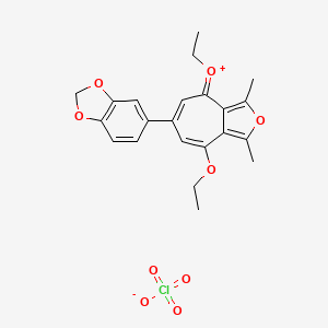 molecular formula C22H23ClO9 B3953874 6-(1,3-benzodioxol-5-yl)-4,8-diethoxy-1,3-dimethylcyclohepta[c]furanium perchlorate 