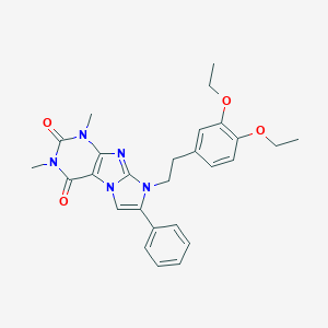 molecular formula C27H29N5O4 B395388 8-[2-(3,4-diethoxyphenyl)ethyl]-1,3-dimethyl-7-phenyl-1H-imidazo[2,1-f]purine-2,4(3H,8H)-dione CAS No. 442646-23-3