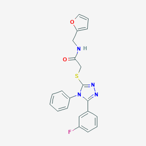 molecular formula C21H17FN4O2S B395391 2-{[5-(3-fluorophenyl)-4-phenyl-4H-1,2,4-triazol-3-yl]sulfanyl}-N-(2-furylmethyl)acetamide 