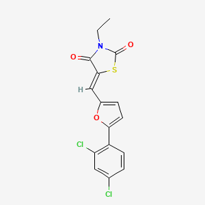 molecular formula C16H11Cl2NO3S B3953936 5-{[5-(2,4-dichlorophenyl)-2-furyl]methylene}-3-ethyl-1,3-thiazolidine-2,4-dione 