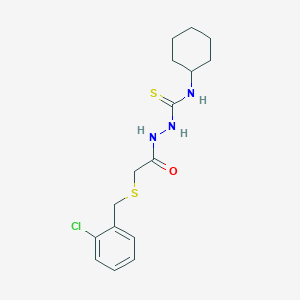molecular formula C16H22ClN3OS2 B395399 2-{[(2-chlorobenzyl)sulfanyl]acetyl}-N-cyclohexylhydrazinecarbothioamide 