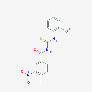 molecular formula C16H15N3O4S B3953991 N-{[(2-hydroxy-4-methylphenyl)amino]carbonothioyl}-4-methyl-3-nitrobenzamide 