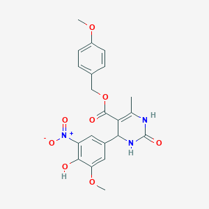 molecular formula C21H21N3O8 B395406 4-Methoxybenzyl 4-(4-hydroxy-3-methoxy-5-nitrophenyl)-6-methyl-2-oxo-1,2,3,4-tetrahydropyrimidine-5-carboxylate 