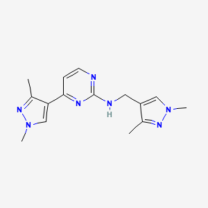 molecular formula C15H19N7 B3954088 4-(1,3-dimethyl-1H-pyrazol-4-yl)-N-[(1,3-dimethyl-1H-pyrazol-4-yl)methyl]pyrimidin-2-amine 