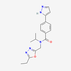 N-[(5-ethyl-1,3,4-oxadiazol-2-yl)methyl]-N-isopropyl-4-(1H-pyrazol-5-yl)benzamide