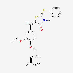 molecular formula C27H25NO3S2 B3954118 3-benzyl-5-{3-ethoxy-4-[(3-methylbenzyl)oxy]benzylidene}-2-thioxo-1,3-thiazolidin-4-one 