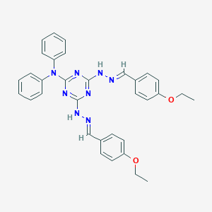 molecular formula C33H32N8O2 B395417 4,6-bis[(2E)-2-(4-ethoxybenzylidene)hydrazinyl]-N,N-diphenyl-1,3,5-triazin-2-amine 