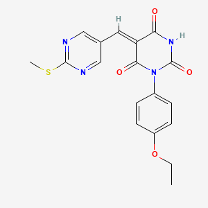 molecular formula C18H16N4O4S B3954186 1-(4-ethoxyphenyl)-5-{[2-(methylthio)-5-pyrimidinyl]methylene}-2,4,6(1H,3H,5H)-pyrimidinetrione 