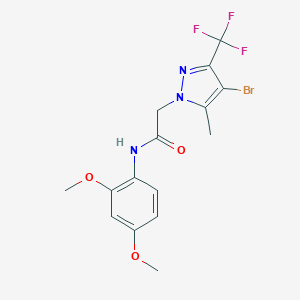 2-[4-bromo-5-methyl-3-(trifluoromethyl)-1H-pyrazol-1-yl]-N-(2,4-dimethoxyphenyl)acetamide