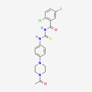 molecular formula C20H20ClIN4O2S B3954238 N-({[4-(4-acetyl-1-piperazinyl)phenyl]amino}carbonothioyl)-2-chloro-5-iodobenzamide 