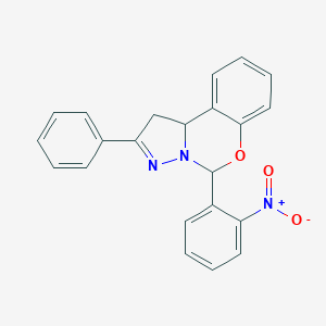 molecular formula C22H17N3O3 B395433 5-(2-硝基苯基)-2-苯基-1,10b-二氢吡唑并[1,5-c][1,3]苯并噁嗪 CAS No. 300390-17-4