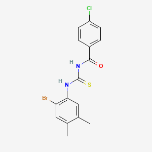 molecular formula C16H14BrClN2OS B3954342 N-{[(2-bromo-4,5-dimethylphenyl)amino]carbonothioyl}-4-chlorobenzamide 