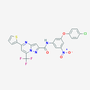 molecular formula C24H13ClF3N5O4S B395435 N-[3-(4-chlorophenoxy)-5-nitrophenyl]-5-thiophen-2-yl-7-(trifluoromethyl)pyrazolo[1,5-a]pyrimidine-2-carboxamide CAS No. 314049-15-5