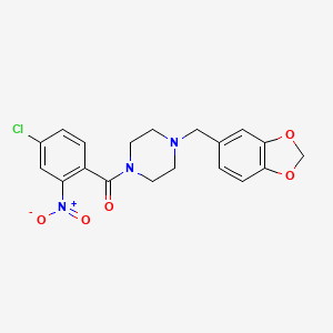 molecular formula C19H18ClN3O5 B3954360 1-(1,3-benzodioxol-5-ylmethyl)-4-(4-chloro-2-nitrobenzoyl)piperazine 