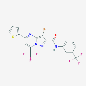 molecular formula C19H9BrF6N4OS B395439 3-bromo-5-(2-thienyl)-7-(trifluoromethyl)-N-[3-(trifluoromethyl)phenyl]pyrazolo[1,5-a]pyrimidine-2-carboxamide 