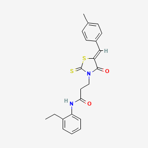 molecular formula C22H22N2O2S2 B3954423 N-(2-ethylphenyl)-3-[5-(4-methylbenzylidene)-4-oxo-2-thioxo-1,3-thiazolidin-3-yl]propanamide 