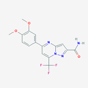 molecular formula C16H13F3N4O3 B395443 5-(3,4-Dimethoxyphenyl)-7-(trifluoromethyl)pyrazolo[1,5-a]pyrimidine-2-carboxamide 