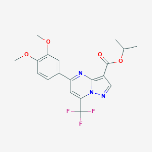molecular formula C19H18F3N3O4 B395445 Isopropyl 5-(3,4-dimethoxyphenyl)-7-(trifluoromethyl)pyrazolo[1,5-a]pyrimidine-3-carboxylate 