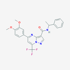 molecular formula C24H21F3N4O3 B395448 5-(3,4-dimethoxyphenyl)-N-(1-phenylethyl)-7-(trifluoromethyl)pyrazolo[1,5-a]pyrimidine-3-carboxamide 