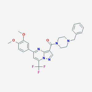 molecular formula C27H26F3N5O3 B395449 (4-Benzylpiperazin-1-yl)[5-(3,4-dimethoxyphenyl)-7-(trifluoromethyl)pyrazolo[1,5-a]pyrimidin-3-yl]methanone 