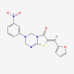 molecular formula C16H12N4O4S B3954504 7-(2-furylmethylene)-3-(3-nitrophenyl)-3,4-dihydro-2H-[1,3]thiazolo[3,2-a][1,3,5]triazin-6(7H)-one 